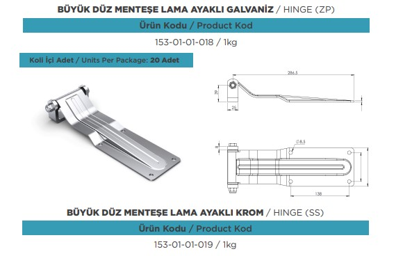 KAPALI KASA ARKA KAPAK BUYUK DUZ MENTESE LAMA AYAKLI KROM       091